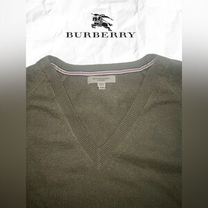 Burberry Men’s Khaki Cashmere V-Neck Sweater